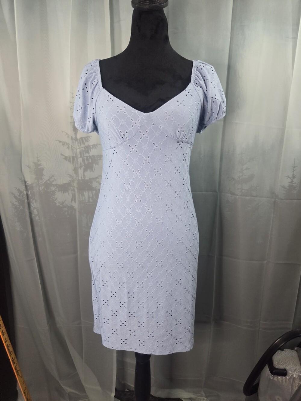 Ambiance Light Blue Eyelet Mini Dress